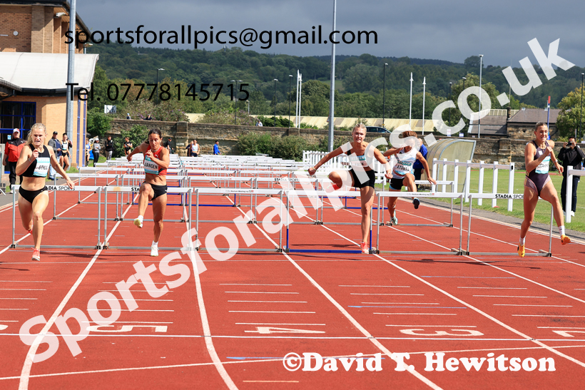 Heptathlon 100 metres hurdles, 2025 EAP International Combined Events, Hexham, Northumberland.  Photo: David T. Hewitson/Sports for All Pics